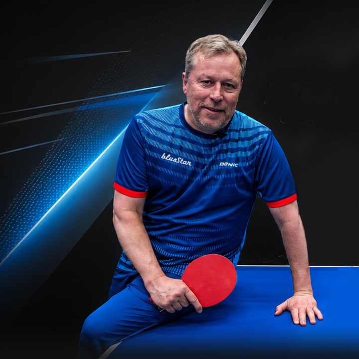 Jan Ove Waldner on Tabletennis Table