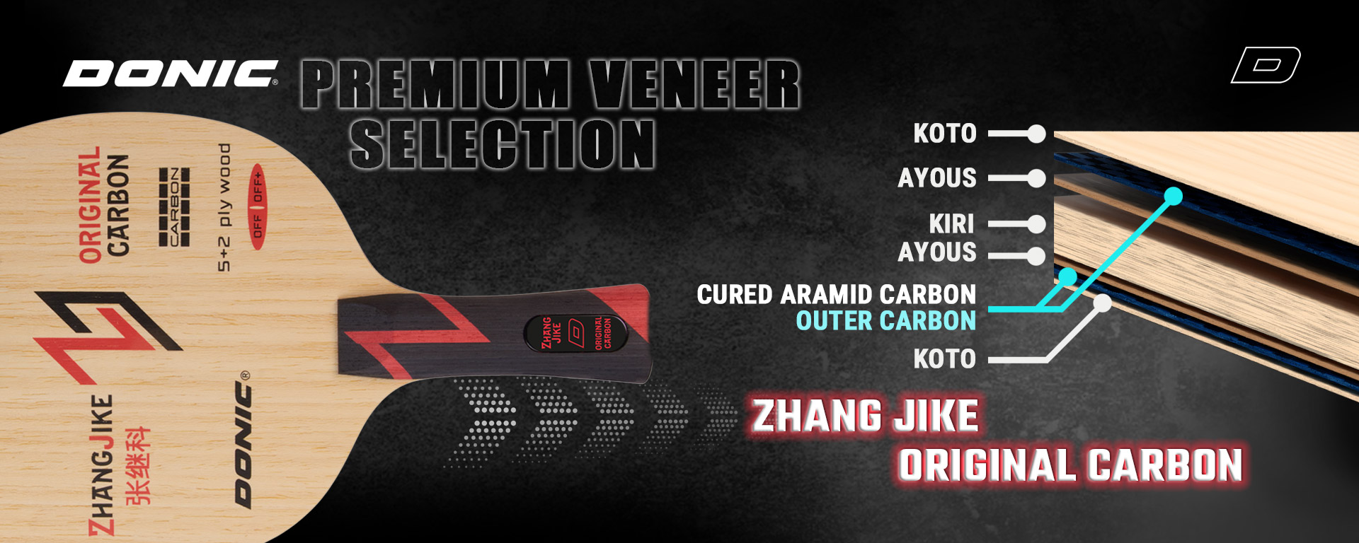 DONIC Zhang Jike Original Carbon mit 7 Furnierschichten