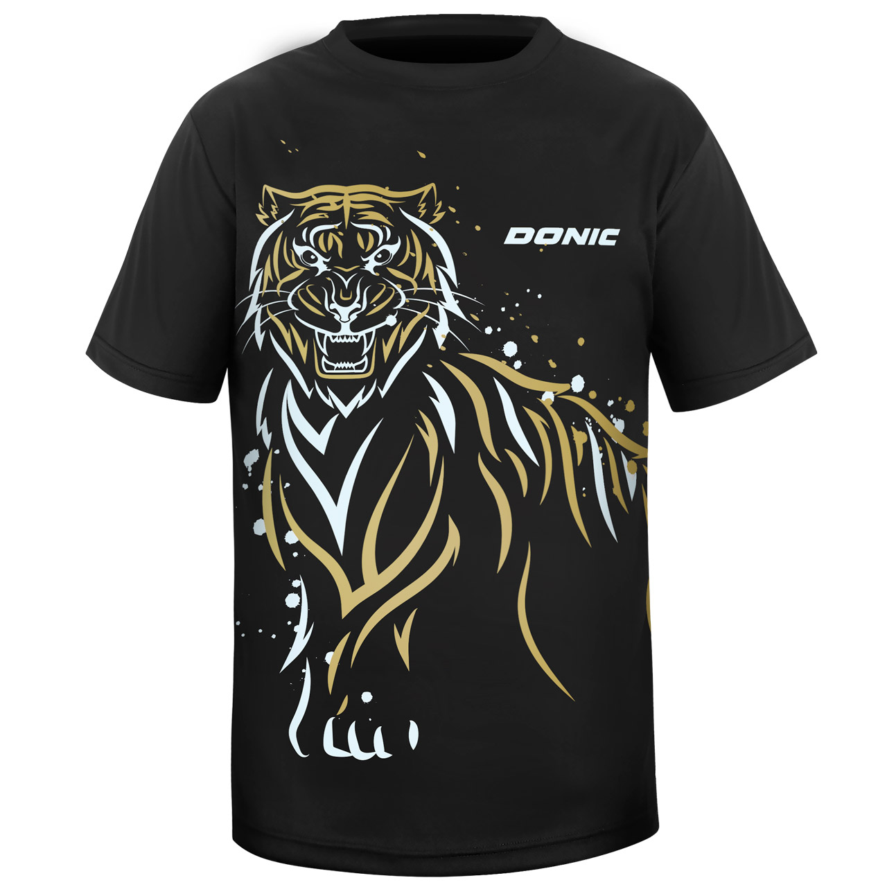 donic-shirt_tiger-black-gold-white-front-web DONIC T-Shirt Tiger Vorderseite