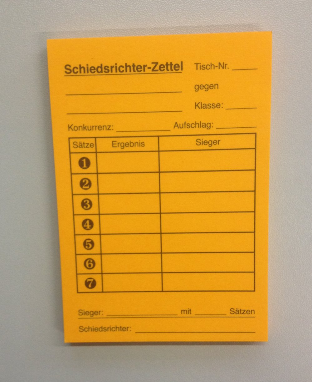 Schiedsrichterzettel Schiedsrichterzettel