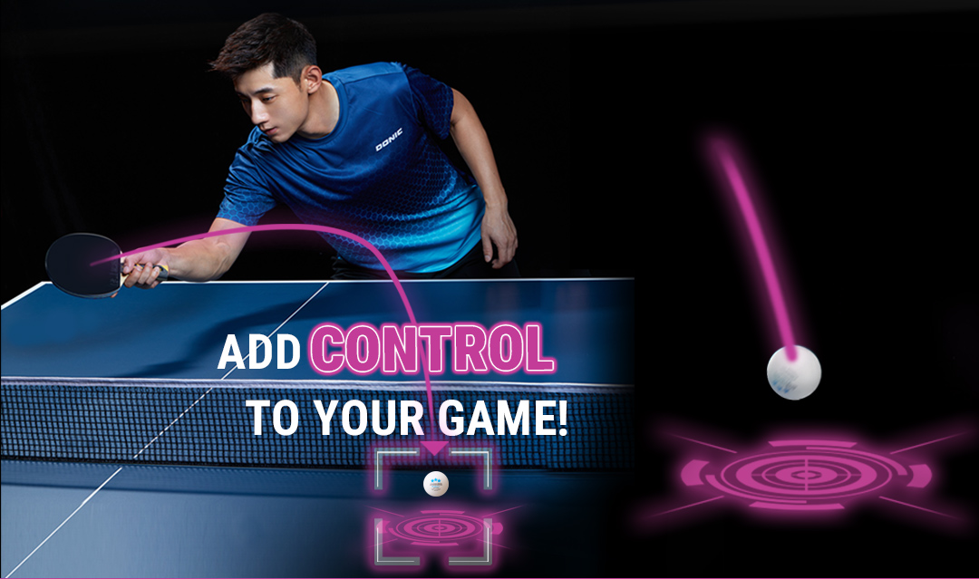 The player Zhang Jike places a ball on the plate with pinpoint accuracy and control.