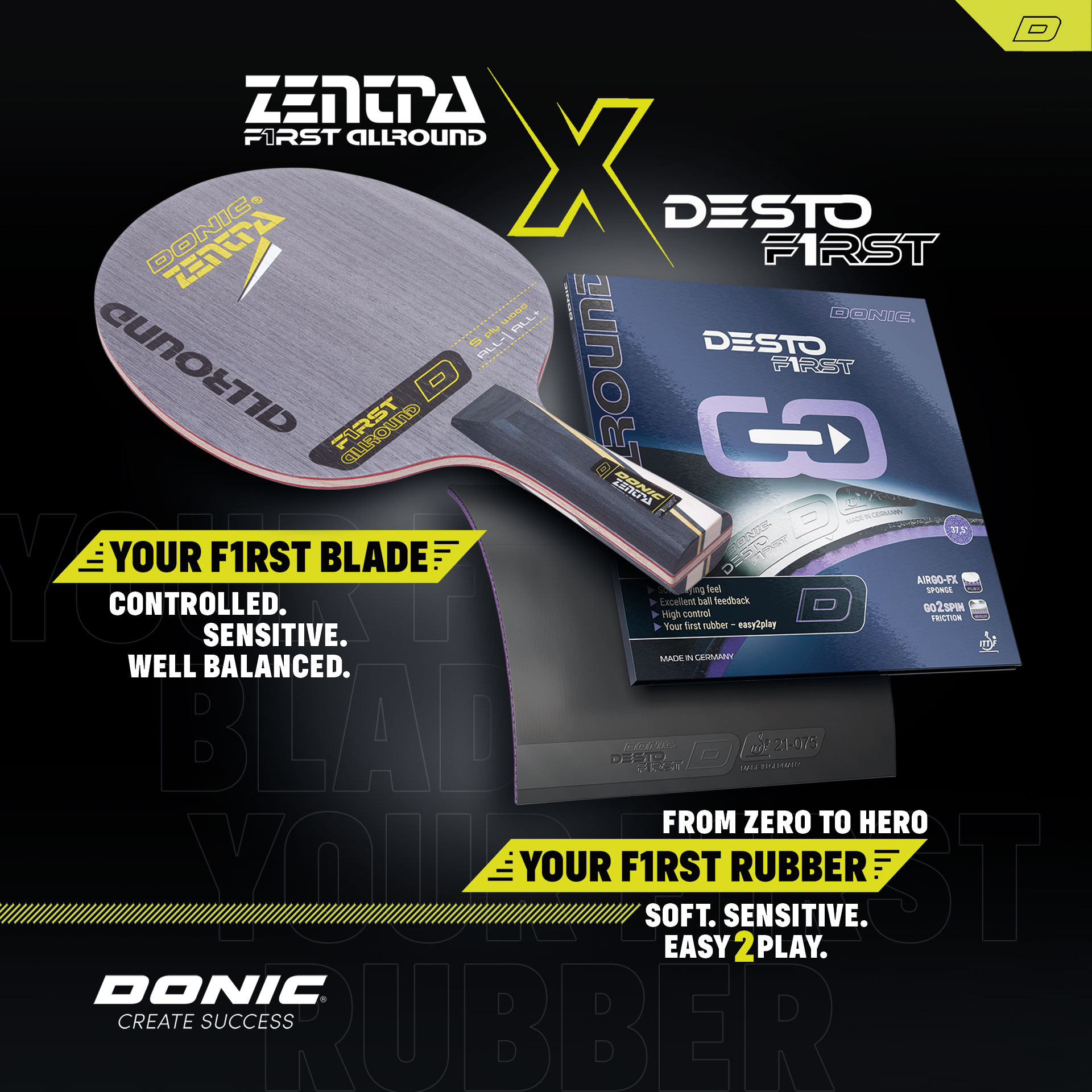 Bundle - DONIC ZENTRA FIRST ALLROUND / DESTO FIRST